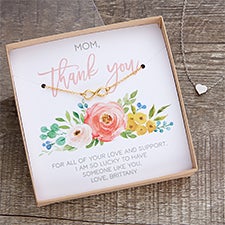 Thank You Necklace With Personalized Floral Display Card - 22425