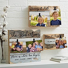 Family Photo Clip Frame Personalized Reclaimed Wood - 22468