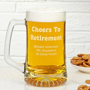 Cheers To Retirement 25 oz. Engraved Beer Mug - 10168