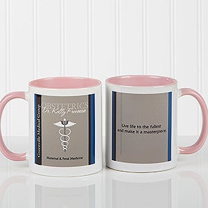 Doctors Personalized Coffee Mugs - Medical Professions - Pink Handle - 10223-P