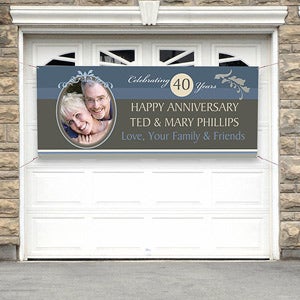 Happy Anniversary Personalized Photo Banner - 30x72 - 10308