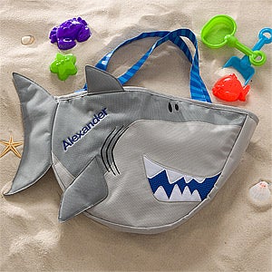 Embroidered Shark Beach Tote with Toy Set by Stephen Joseph - 10310