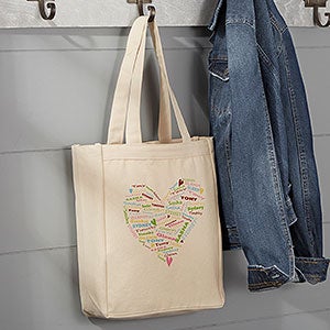 Her Heart of Love Personalized Small Canvas Tote Bag - 10352-S