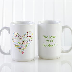 Her Heart of Love Personalized Coffee Mug 15 oz.- White - 10430-L