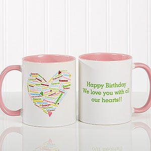 Her Heart of Love Personalized Coffee Mug 11 oz.- Pink - 10430-P