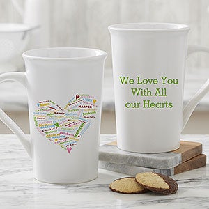 Her Heart of Love Personalized Latte Mug 16 oz.- White - 10430-U