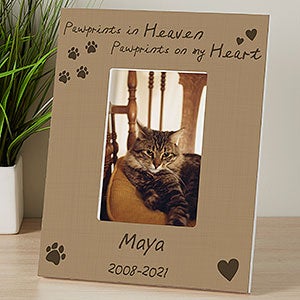 Pawprints In Heaven Personalized Photo Frame - 4x6 Tabletop - Vertical - 10682-V