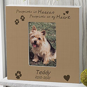 Pawprints In Heaven Personalized Photo Frame - 4x6 Box Vertical - 10682-BV