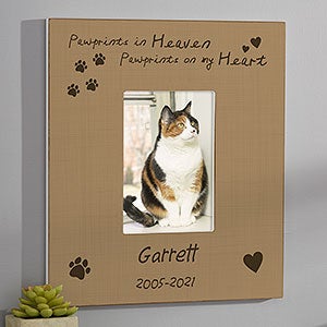 Pawprints In Heaven Personalized Photo Frame - 5x7 Wall Vertical - 10682-WV