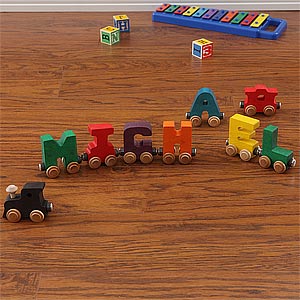 Personalized Wooden Name Train - 9 Letters - 1075D-9