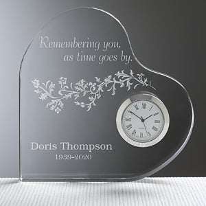 Remembering You Engraved Heart Clock - 10784