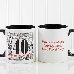 Personalized Birthday Coffee Mugs - Another Year - Black Handle - 10835-B