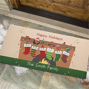 Stocking Family Characters Personalized Oversized Doormat- 24x48 - 10930-O