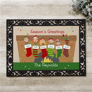 Personalized Christmas Doormat With Recycled Rubber Back Doormat - Stocking Family - 10930