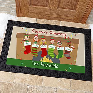 Stocking Family Characters Personalized Doormat- 20x35 - 10930-M