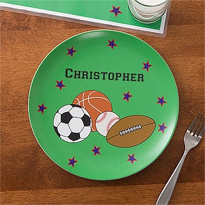 Personalized Boys Dinner Plate - Sports - 10941D-P