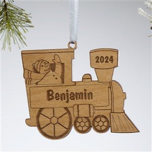 Holiday Train Personalized Natural Wood Ornament - 10975