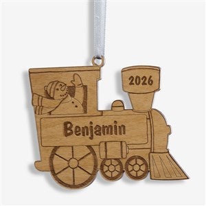 Holiday Train Personalized Natural Wood Ornament - 10975