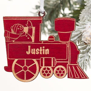 Holiday Train Personalized Red Wood Ornament - 10975-R