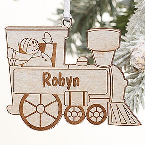 Holiday Train Personalized Whitewashed Wood Ornament - 10975-W