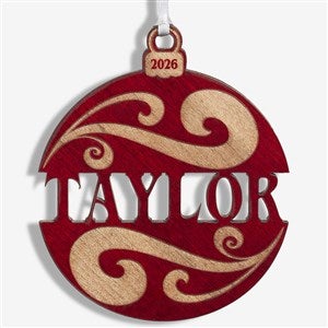 Personalized Red Wood Name Ornament - 11087-R