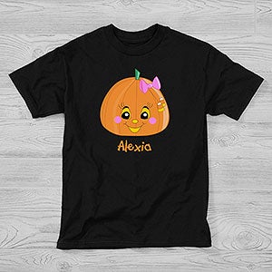 Girls Personalized Halloween Pumpkin T-Shirt - 11097-YCT