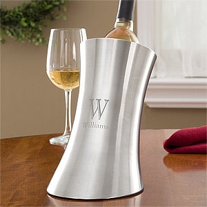 Sleek Elegance Personalized Stainless Steel Wine Chiller - 11110