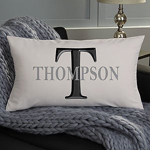 Monogram Personalized Lumbar Velvet Throw Pillow - 11113-LBV