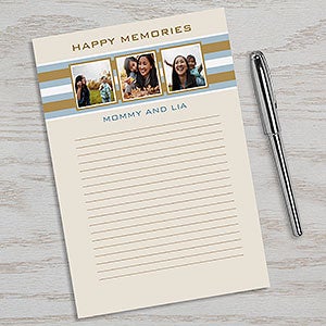 Personalized Photo Notepads - 3 Pictures - Classy Stripes - 11222-T
