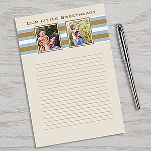 Classy Stripes Personalized Two Photo Notepad - 11222-TW