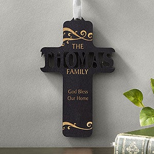 Bless Our Family Personalized Black Stain Wood Cross - 11257-BL
