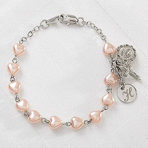 Precious Heart Rosary Engraved Monogram Bracelet - 11361