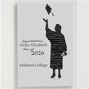 The Graduate Personalized Signature Silhouette Canvas Print- 12x18 - 11451-S