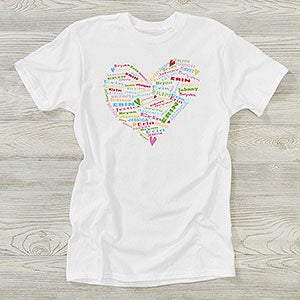 Heart of Love Personalized T-Shirts for Her - Black - 11522-T