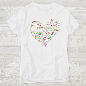 Personalized Ladies Fitted T-Shirts - Her Heart of Love - Black - 11522-FT