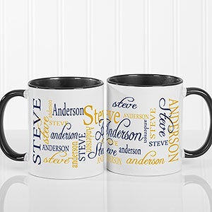 Personalized Coffee Mugs - Black Handle - Signature Style - 11539-B