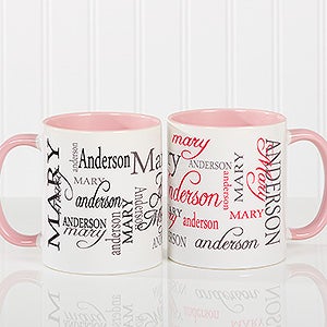 Personalized Large Coffee Mugs - My Name - Pink Mug - 11539-P