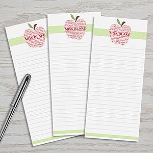Apple Scroll Personalized Teachers Notepad Set of 3 - 11614