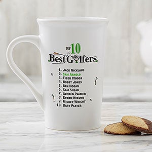 Top 10 Golfers Personalized Latte Mug 16 oz.- White - 11658-U
