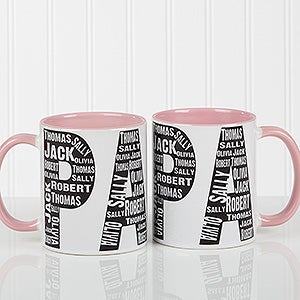 Personalized Dad Coffee Mugs - Repeating Name - Pink - 11743-P