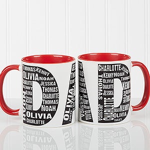 Personalized Father Coffee Mugs - Red Repeating Names - 11743-R