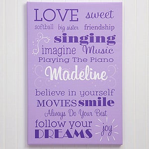 Girls Personalized Canvas Art 20x30 - Her Life - 11860-L