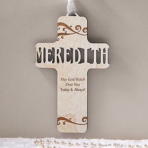 Bless This Child Personalized Whitewashed Wood Cross - 11932-W