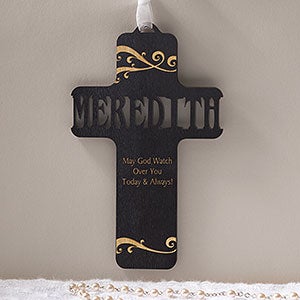 Bless This Child Personalized Black Stain Wood Cross - 11932-BL