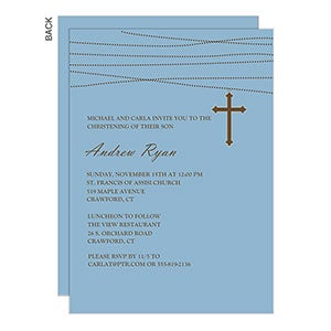 God Bless Premium Baby Christening Invitation - 12108-P