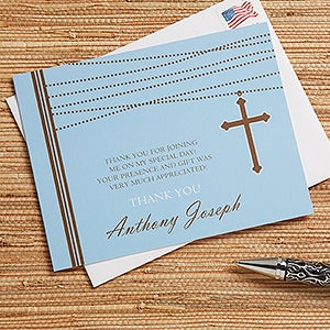 God Bless Baby Personalized Thank You Cards- No Photo - 12170-N