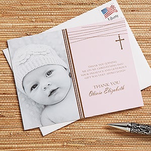 God Bless Baby Personalized Thank You Cards- Photo - 12170-P