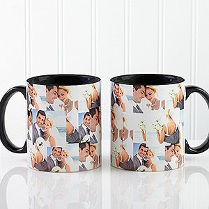 Personalized Photo Coffee Mug - 3 Picture Collage - Black Handle - 12247-B