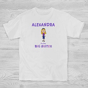 Personalized Girls T-Shirts - Im The Sister Cartoon Character - 12315-YCT
