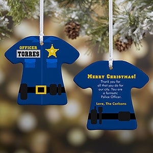 Personalized Christmas Ornaments - Police Uniform - 2-Sided - 12373-2